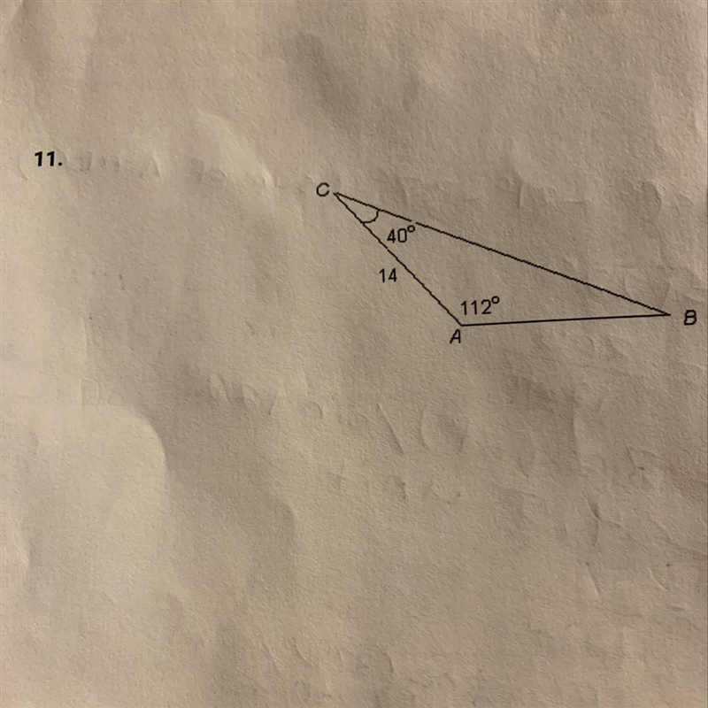 Please help with my homework Solve the given triangles by finding a missing angle-example-1