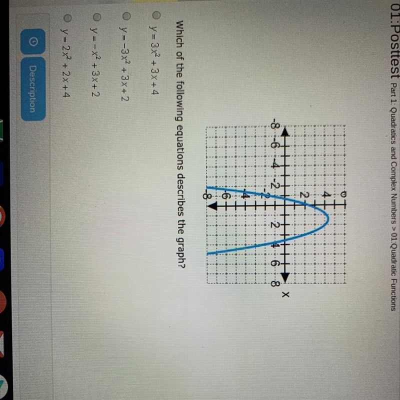 Which of the following equations describes the graph?-example-1