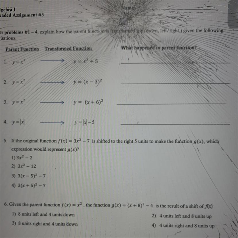 I need the awnsers for questions 1-4 on “what happened to the parent function?”-example-1