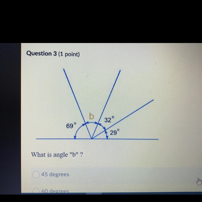 What is angle "b" ? 45 degrees 60 degrees 50 degrees 40 degrees-example-1