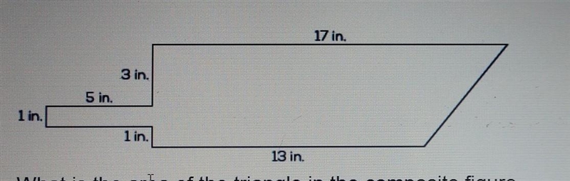 What is the the area of the triangle in the composite figure above? A) 5 in² B) 10 in-example-1