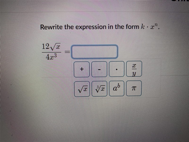 Rewrite the expression in the form of k*x^n-example-1