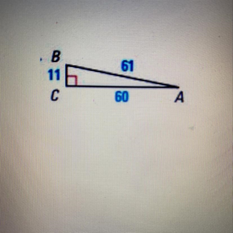 What is the value of cos(A) in the diagram? a.60/61 b.61/11 c.11/61 d.61/60-example-1