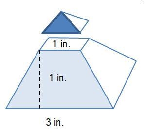 The point of a square pyramid is cut off, making each lateral face of the pyramid-example-1