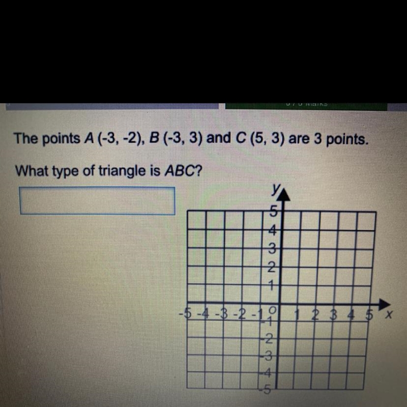 The points A (-3, -2), B (-3, 3) and C (5, 3) are 3 points. What type of triangle-example-1