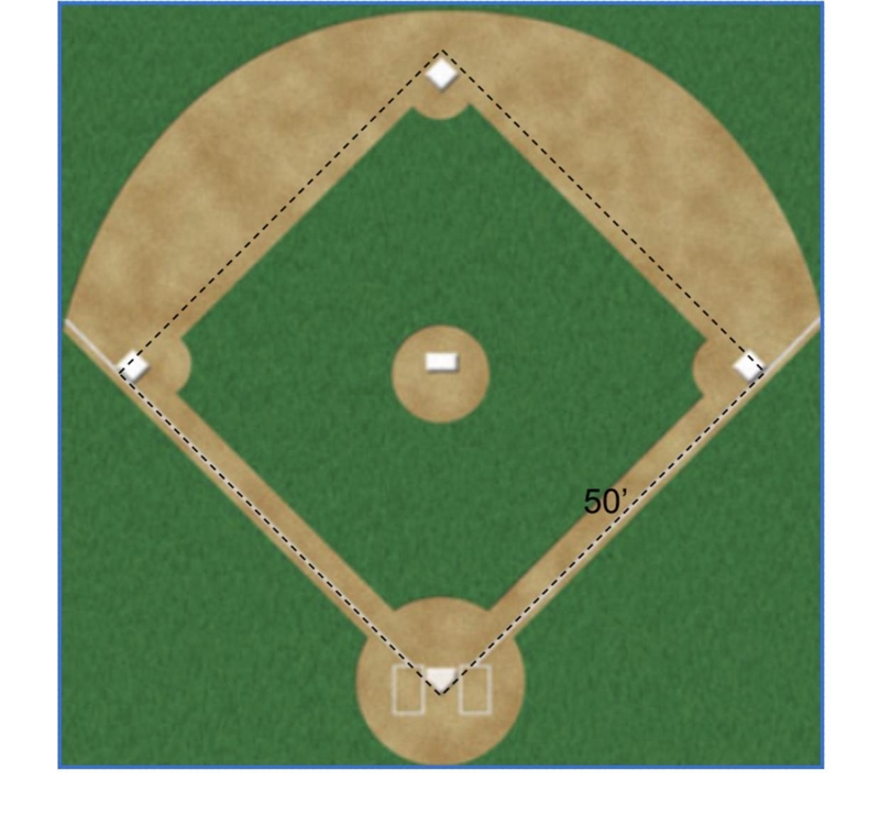 In T-ball, the distance to each successive base is 50 feet. If the distance from home-example-1