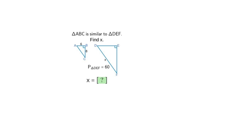 ABC is similar to DEF. Find x.-example-1