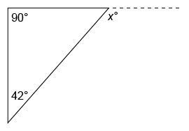 Determine the value of x in the triangle shown. answers: 48° 42° 228° 132°-example-1