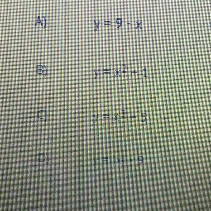 Which equation represents a linear function?-example-1