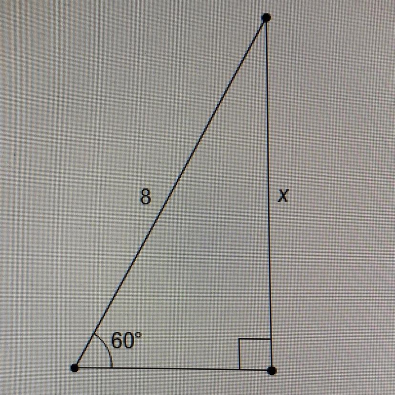 What is the value of x? A. 4 B. 4√3 C. 8 D. 8√3-example-1