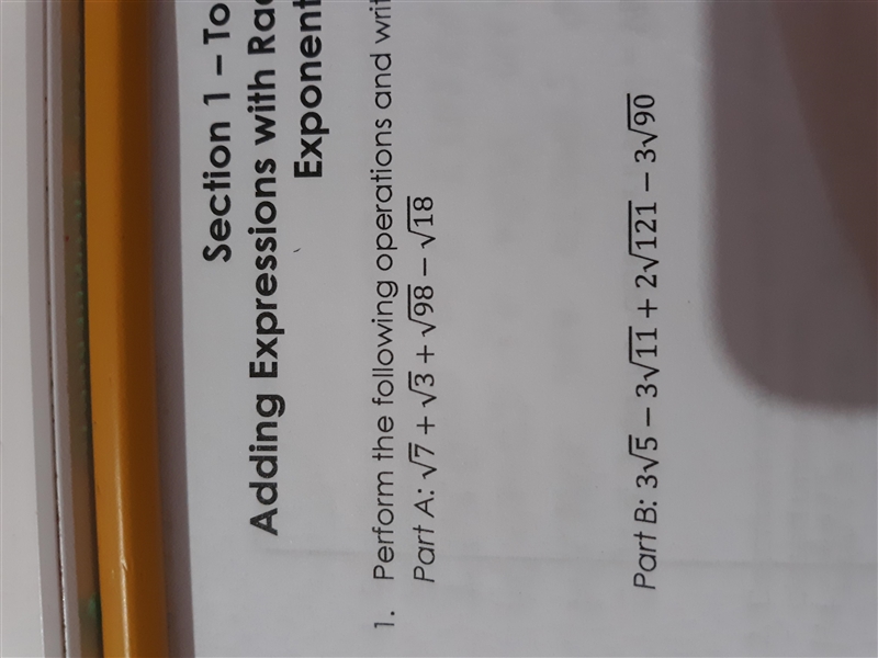 Perform the following operations and write the answers in radical form.-example-1