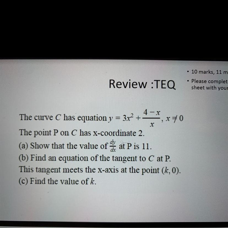 A level differentiation question. Mainly stuck on the 4-x/x part. Help would be appreciated-example-1