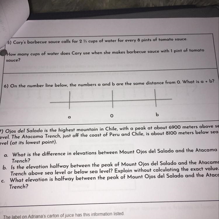 On the number line below, the letters a and b are the same distance from 0. What is-example-1