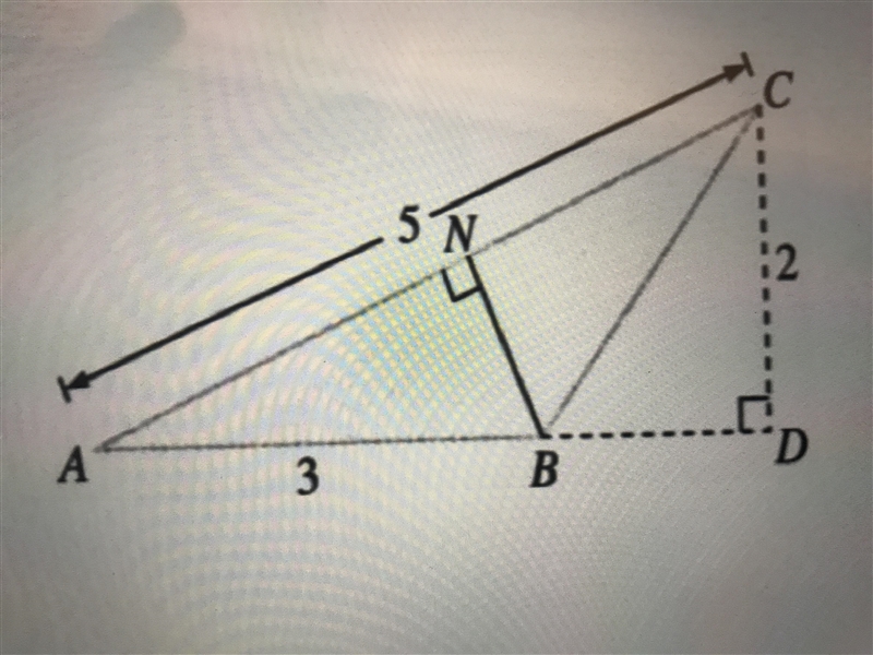 In the figure, AB = 3 cm, AC = 5 cm, and CD = 2 cm. Find the length of BN.-example-1