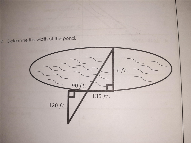 Determine the width of the pond. Please explain-example-1