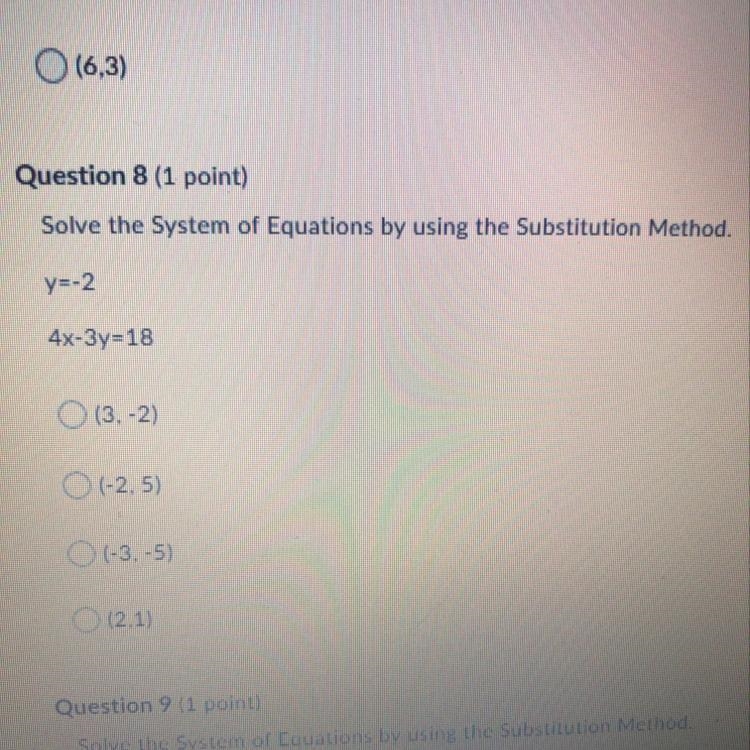 Question 8 (1 point) Solve the System of Equations by using the Substitution Method-example-1