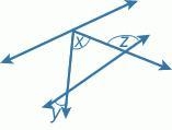 Given that the measure of ∠x is 73°, and the measure of ∠y is 40°, find the measure-example-1