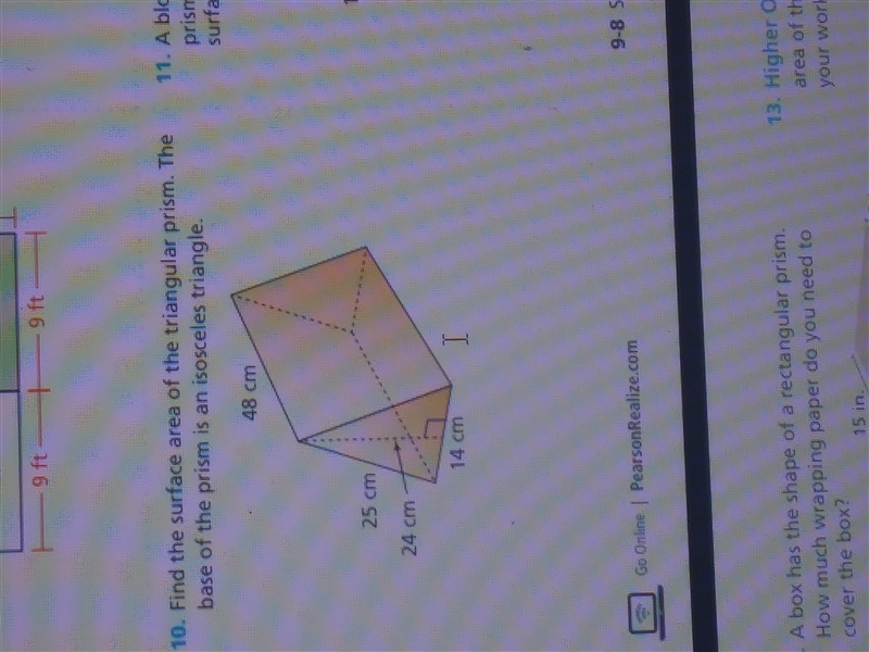 Find the surface area of the triangular prism. The base of the prism is an isosceles-example-1