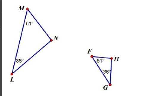 Which best describes the relationship between the two triangles below? A- Triangle-example-1