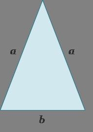 An isosceles triangle in which the two equal sides, labeled a, are longer than the-example-1