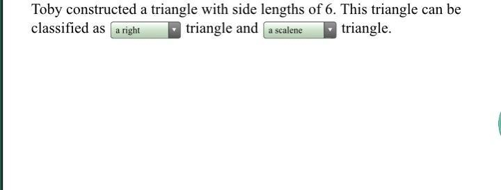 Is it a acute, a right, a obtuse triangle and either a scalene, a isosceles or a equilateral-example-1