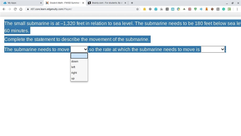 The small submarine is at –1,320 feet in relation to sea level. The submarine needs-example-1