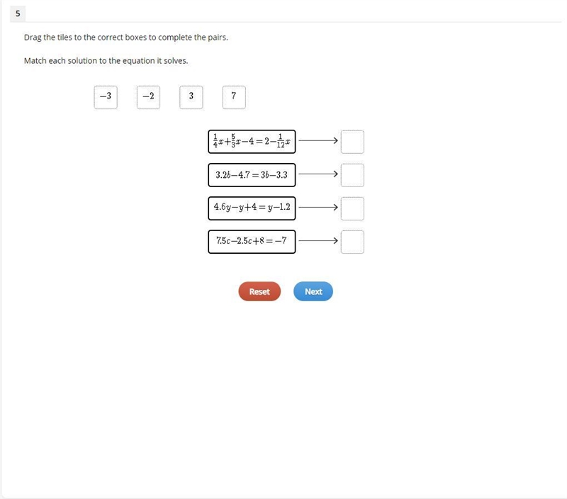 Match each solution to the equation it solves.-example-1