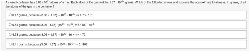 A closed container has 3.06 ⋅ 1023 atoms of a gas... FULL DOWN BELOW! 20 POINTS-example-1