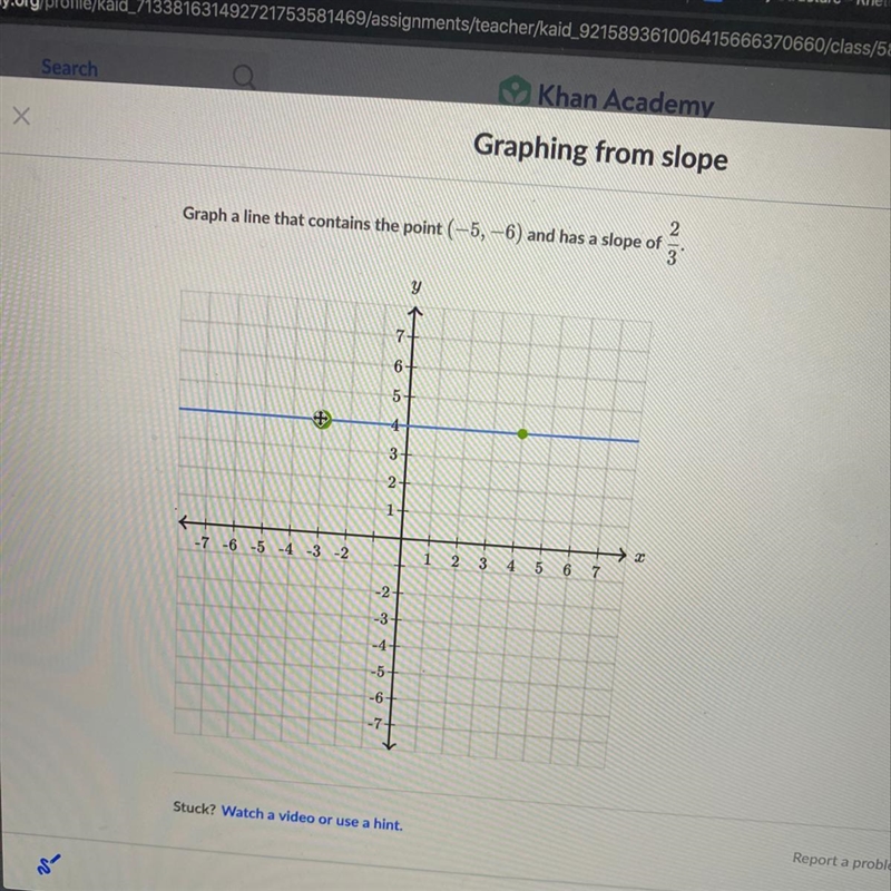 Graph a line that contains the point (-5, -6) and has a slope of aina 5+ + но са -7 -6 -5 -4 -3 -2 1 2 3 4 5 6 7-example-1