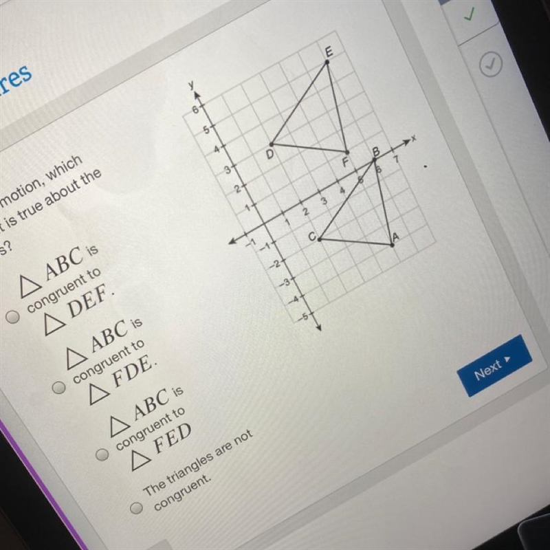 HELP ASP!!! PlS Using rigid motion which statement is true about the triangles?-example-1