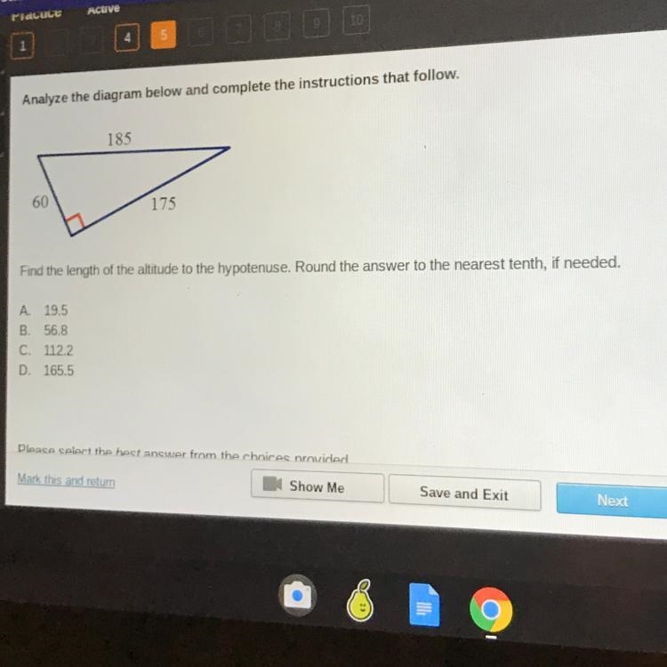 Find the length of the altitude to the hypotenuse. round the answer to the nearest-example-1