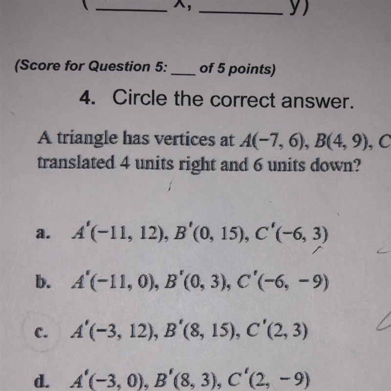 A triangle has vertices atA(-7,6) B(4,9) C(-2,-3)What are the coordinates of each-example-1