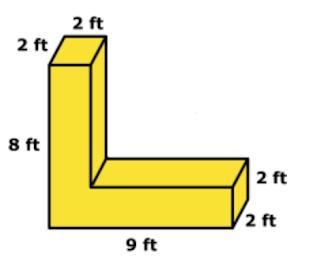 The object below is made up of two rectangular prisms. What is the VOLUME, in cubic-example-1