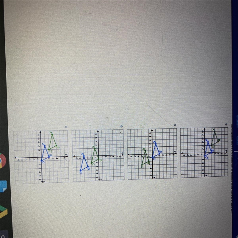 PLEASE HELP ASAP! Which graph shows the translation of triangle ABC 3 units left and-example-1