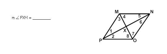 The figure shown below is a rhombus. Give the angle value (numerical, not the letters-example-1