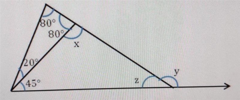 Find x, y and z for the following triangle. ​ Please show the steps with details, Thanks-example-1