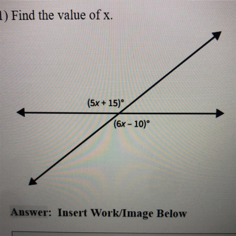 1) Find the value of x. (5x + 15) (6x - 10)-example-1