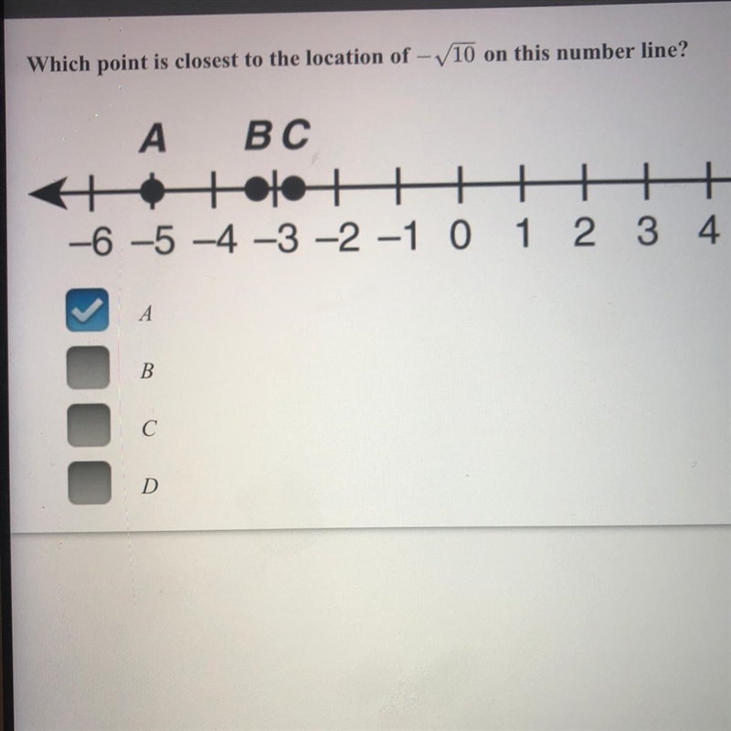 Which point is closest to the location of -10 on this number line ?-example-1