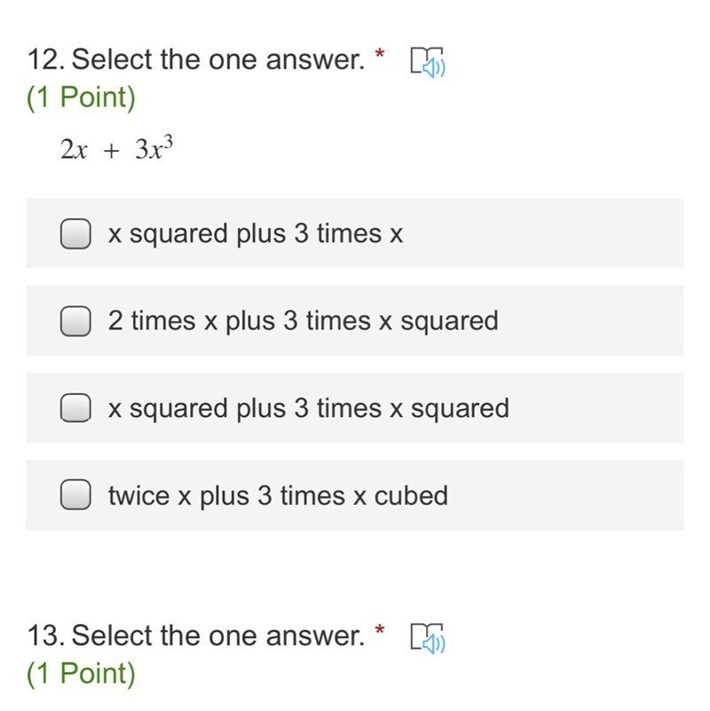 Select the one answer. 2x+3x3-example-1