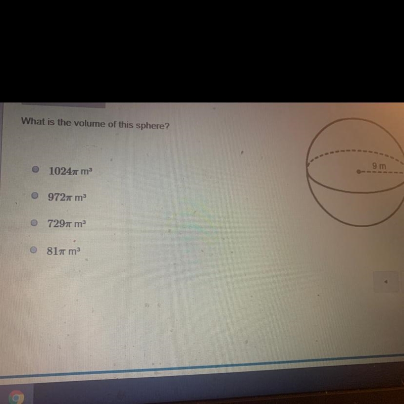 What is volume with diameter of 9-example-1