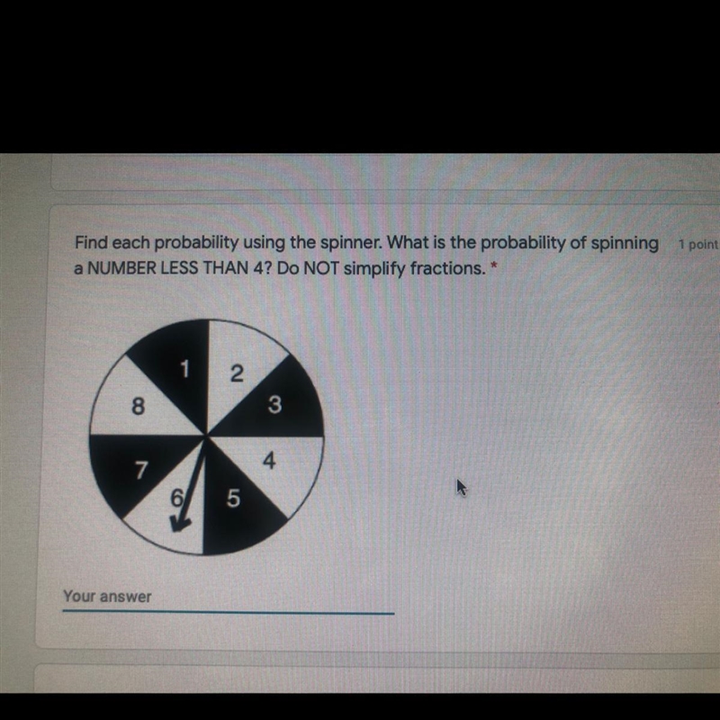 Find each probability using the spinner. What is the probability of spinning a NUMBER-example-1