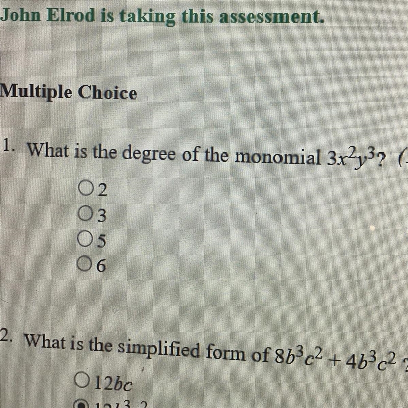 What is the degree of the monomial EASY 30 POINTS-example-1