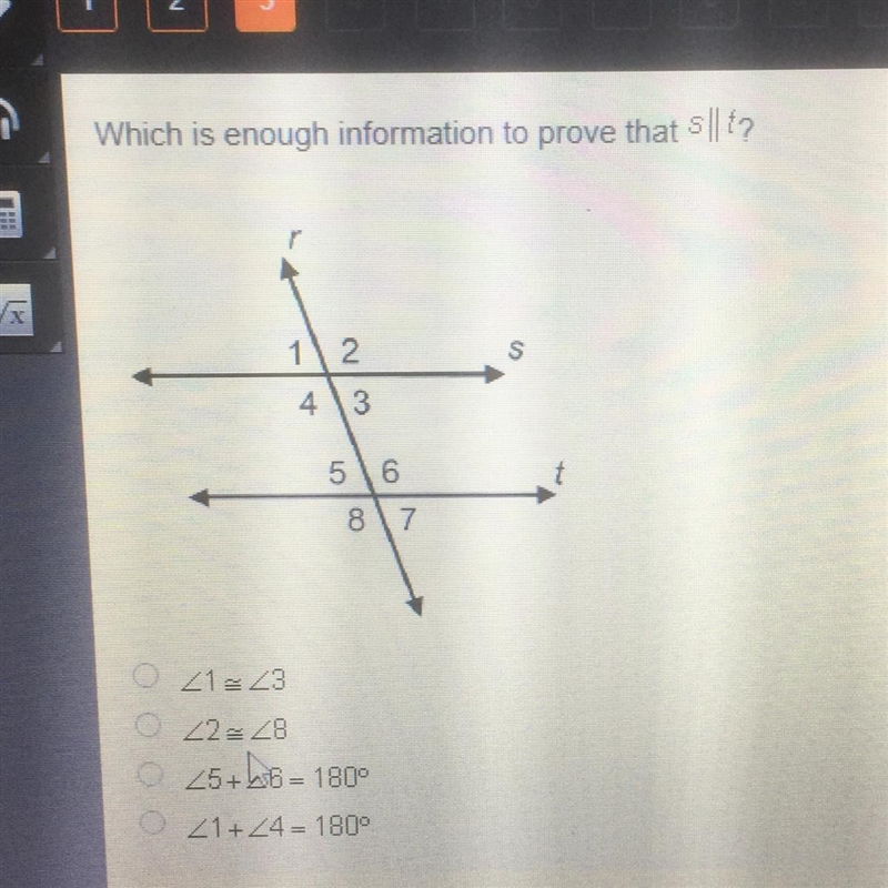 Help please which is enough information to prove that s||t?-example-1