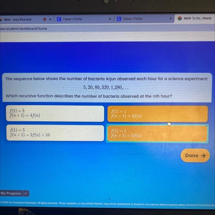 The sequence below shows the number bacteria Arjun observed each hour for a science-example-1