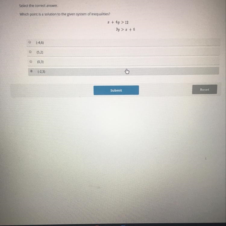 HEY PLEASE I NEED HELP IM OFFERING 30 POINTS which point is a solution to the given-example-1