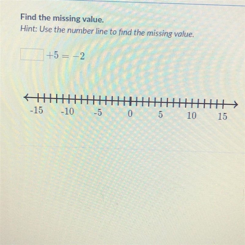 Find the missing value. Hint: Use the number line to find the missing value,-example-1