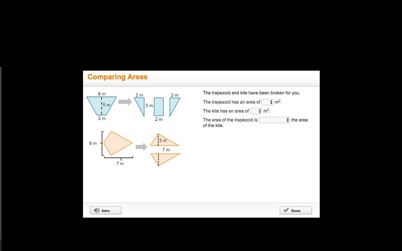 The trapezoid and kite have been broken for you. The trapezoid has an area of__m2. The-example-1