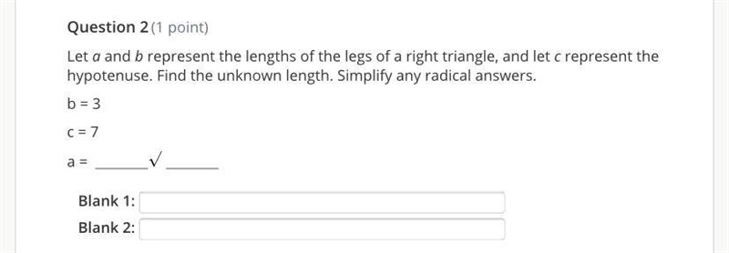 I put in 6.32 for A but it’s still saying it’s wrong and I need the √ , I only need-example-1