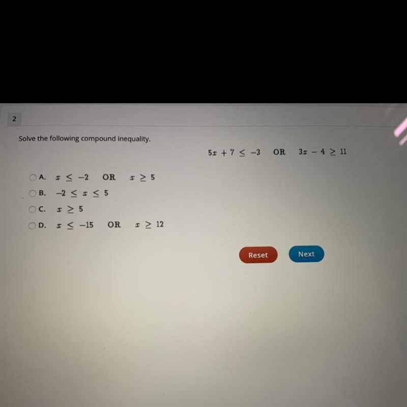 Solve the following compound inequality.-example-1