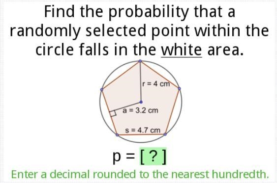 Probability of landing in the white not the red. Please helpppppppppppp!-example-1